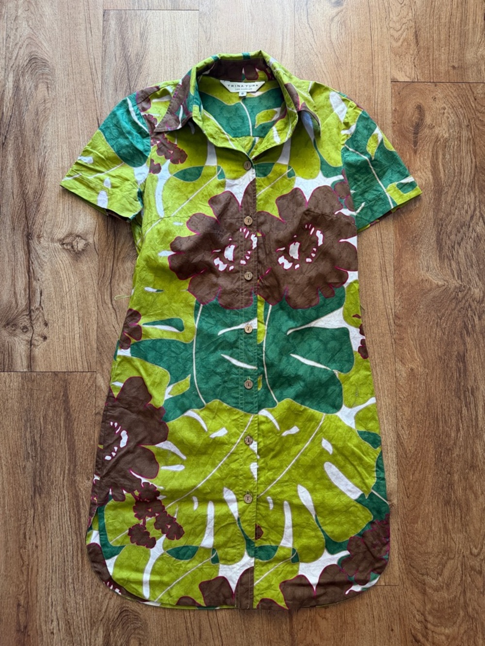 Trina Turk Tropical Floral Print Shirt Dress